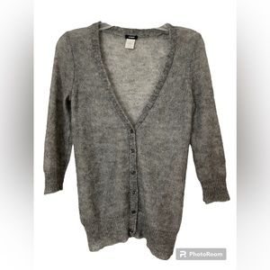 J.Crew Mohair Wool Blend Fuzzy Lightweight Cardigan Sweater Buttoned Women Sz XS